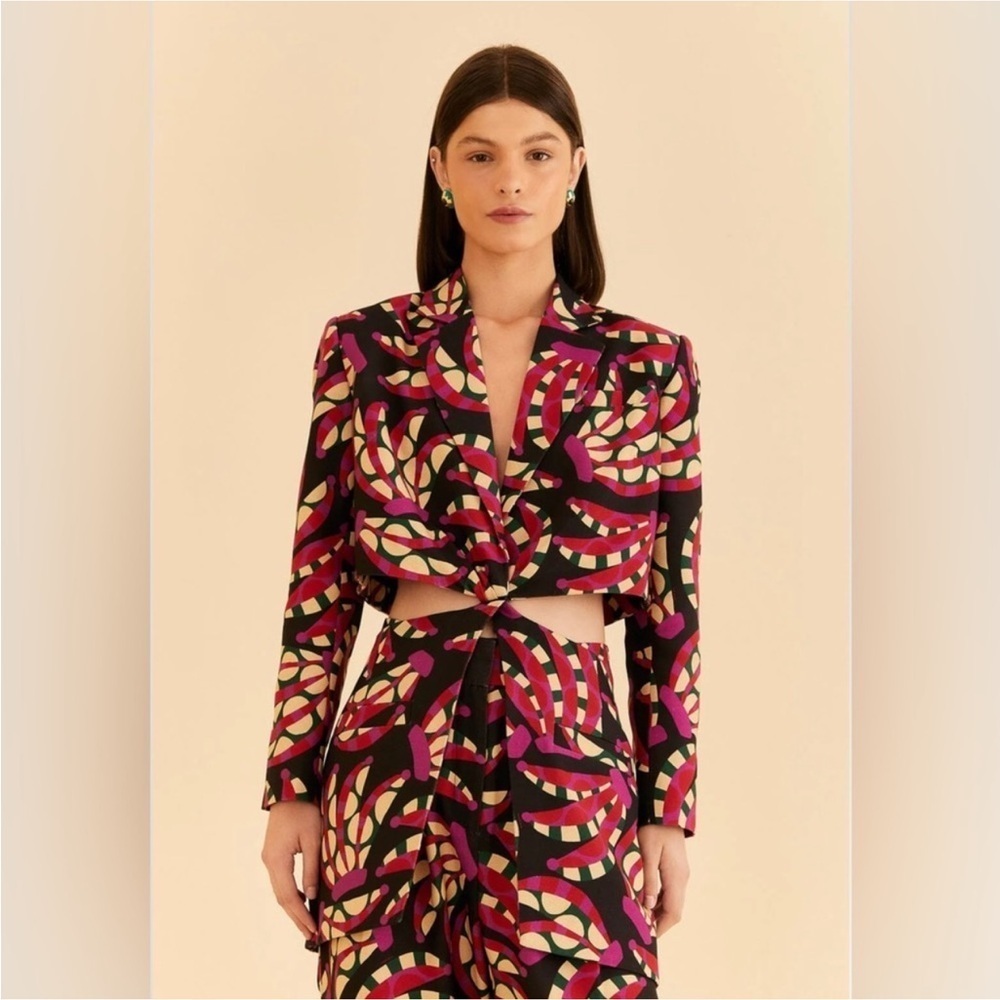 Farm Rio: Colorful Patterned cut out Blazer